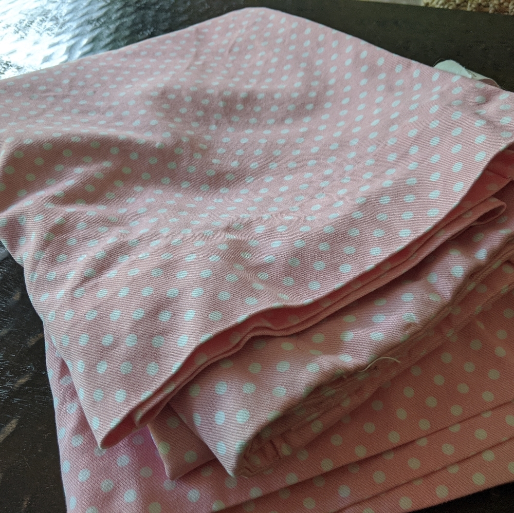 Pottery Barn Kids pink polka dot blackout curtains